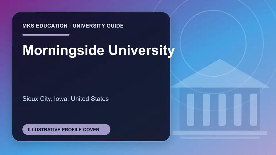 Illustrative MKS Education profile cover for Morningside University in the USA