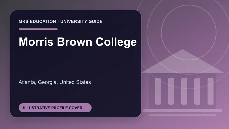 Illustrative MKS Education profile cover for Morris Brown College in the USA