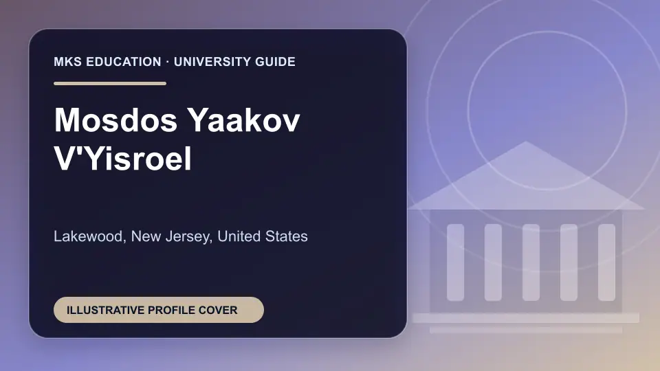 Illustrative MKS Education profile cover for Mosdos Yaakov V'Yisroel in the USA