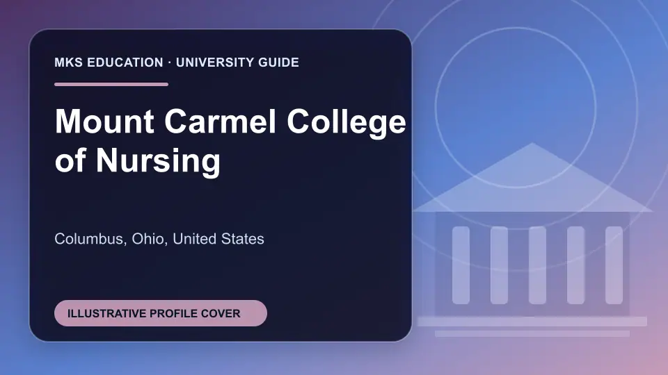 Illustrative MKS Education profile cover for Mount Carmel College of Nursing in the USA