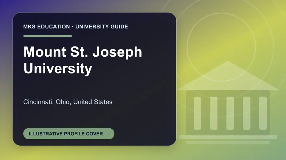 Illustrative MKS Education profile cover for Mount St. Joseph University in the USA