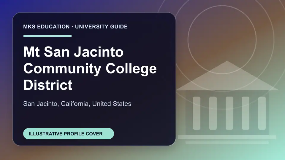 Illustrative MKS Education profile cover for Mt San Jacinto Community College District in the USA