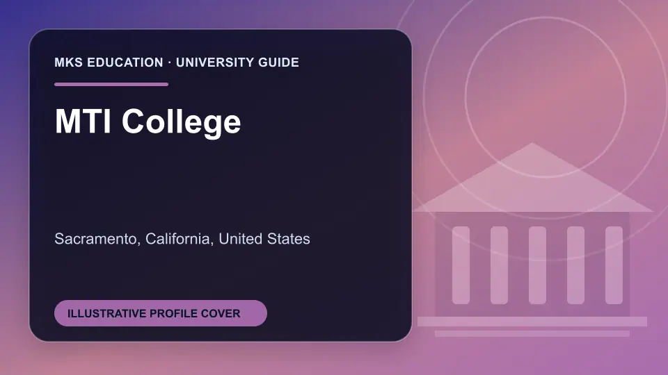 Illustrative MKS Education profile cover for MTI College in the USA