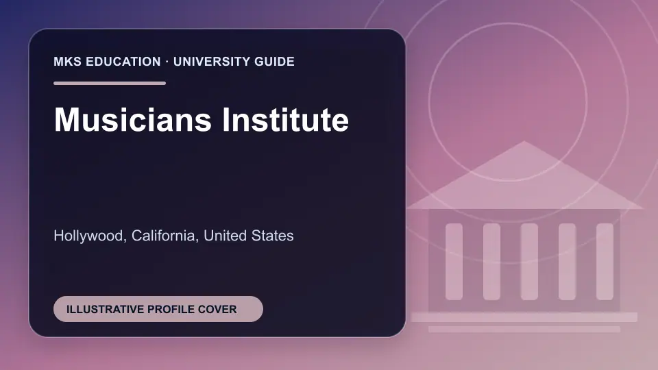 Illustrative MKS Education profile cover for Musicians Institute in the USA