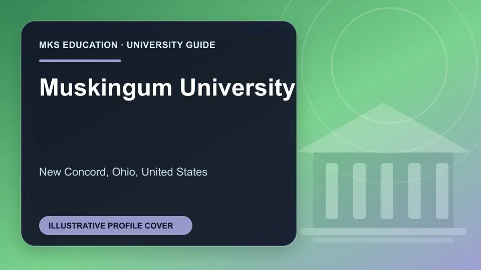 Illustrative MKS Education profile cover for Muskingum University in the USA