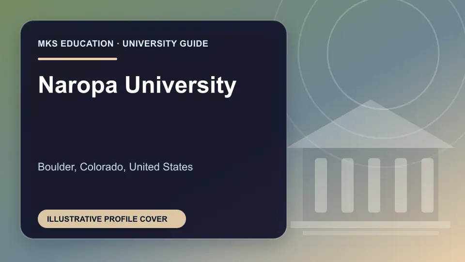 Illustrative MKS Education profile cover for Naropa University in the USA
