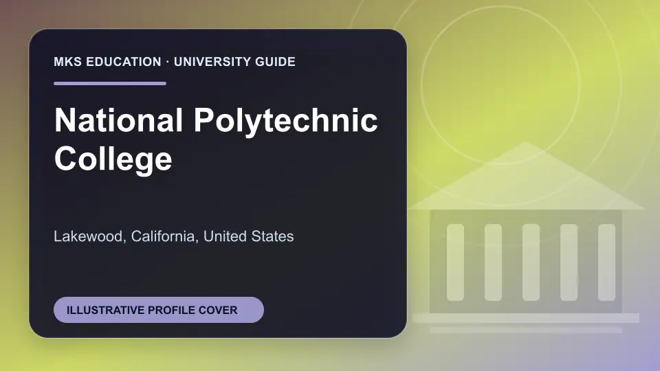 Illustrative MKS Education profile cover for National Polytechnic College in the USA