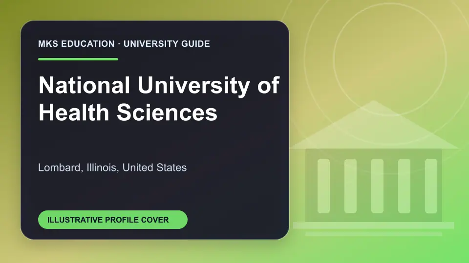 Illustrative MKS Education profile cover for National University of Health Sciences in the USA
