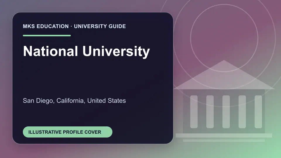 Illustrative MKS Education profile cover for National University in the USA