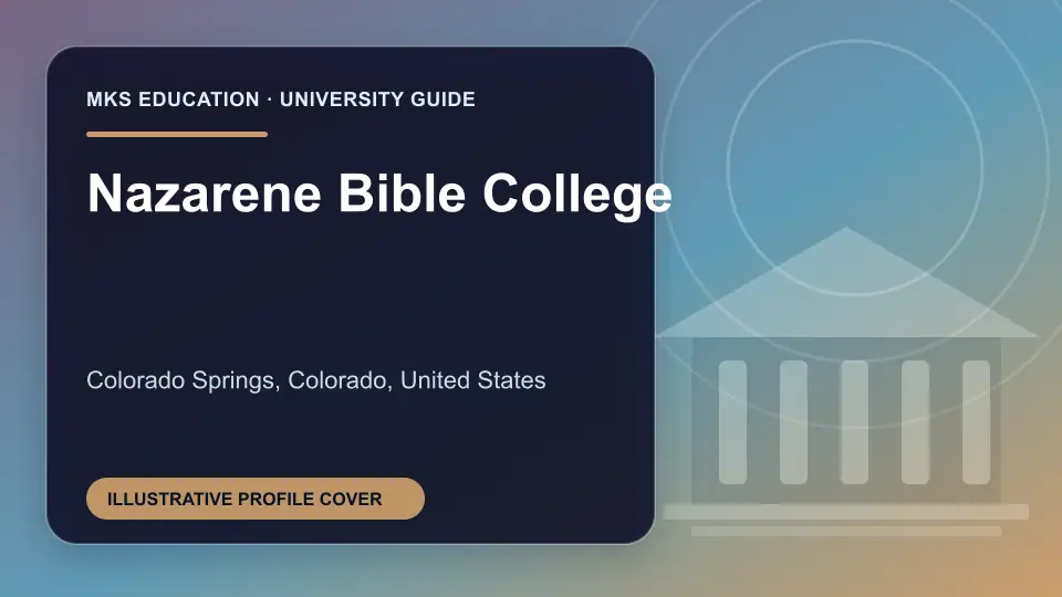 Illustrative MKS Education profile cover for Nazarene Bible College in the USA