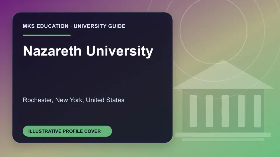 Illustrative MKS Education profile cover for Nazareth University in the USA