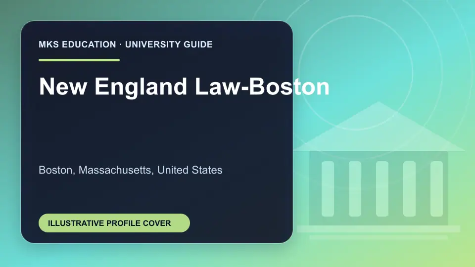 Illustrative MKS Education profile cover for New England Law-Boston in the USA