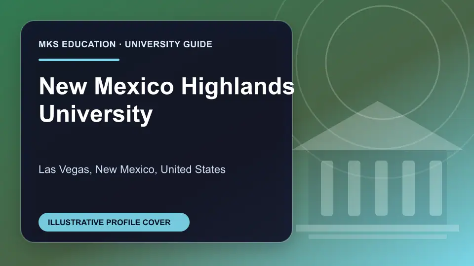 Illustrative MKS Education profile cover for New Mexico Highlands University in the USA