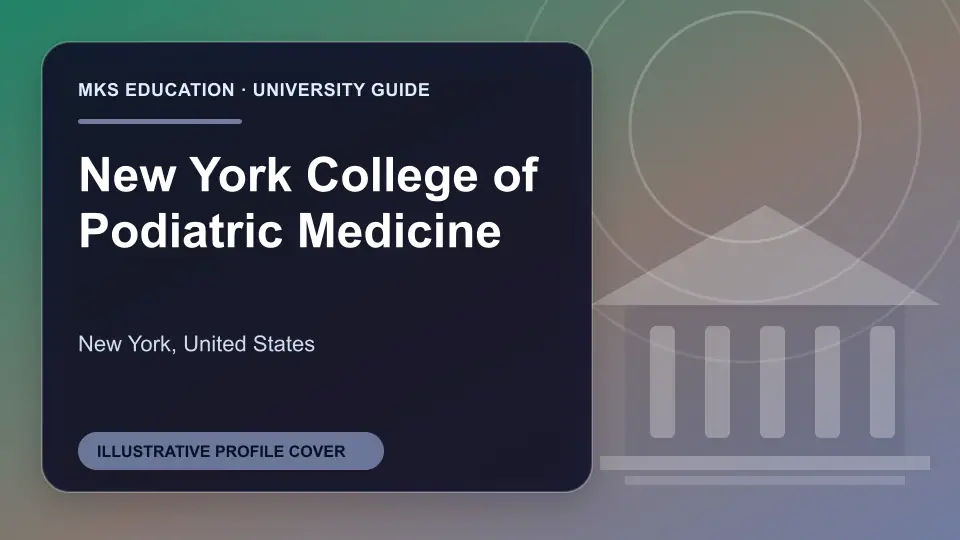Illustrative MKS Education profile cover for New York College of Podiatric Medicine in the USA