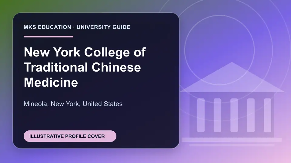 Illustrative MKS Education profile cover for New York College of Traditional Chinese Medicine in the USA
