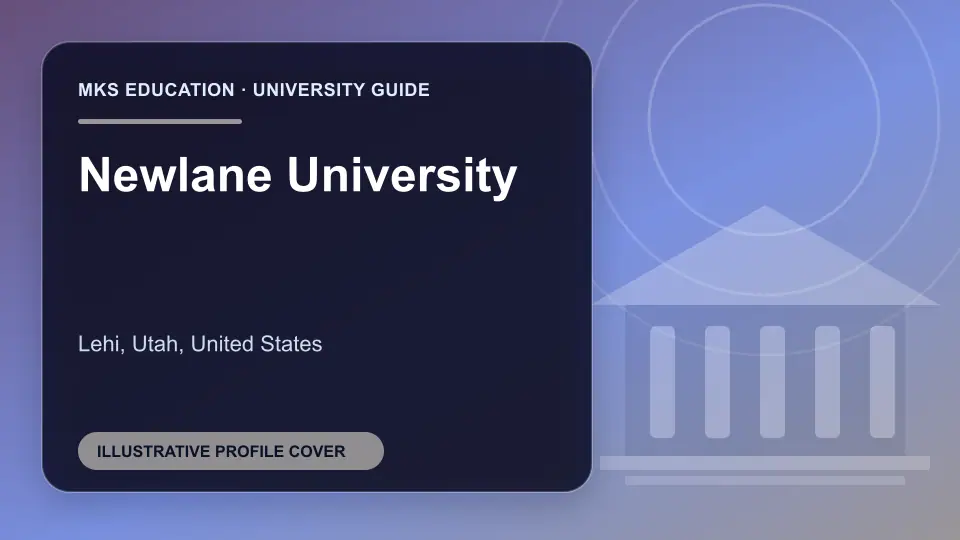 Illustrative MKS Education profile cover for Newlane University in the USA