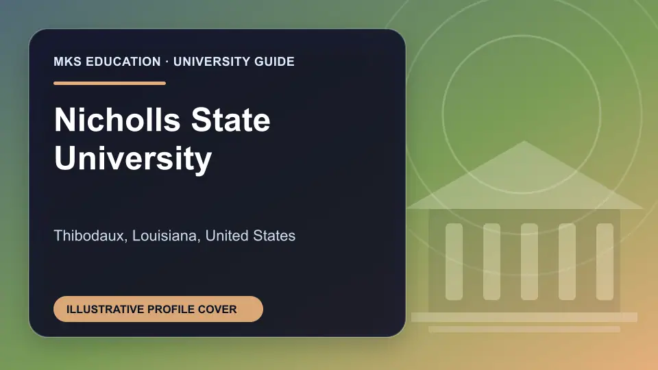 Illustrative MKS Education profile cover for Nicholls State University in the USA