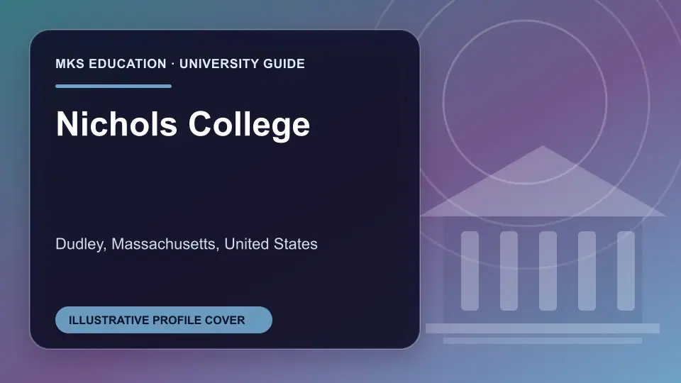 Illustrative MKS Education profile cover for Nichols College in the USA