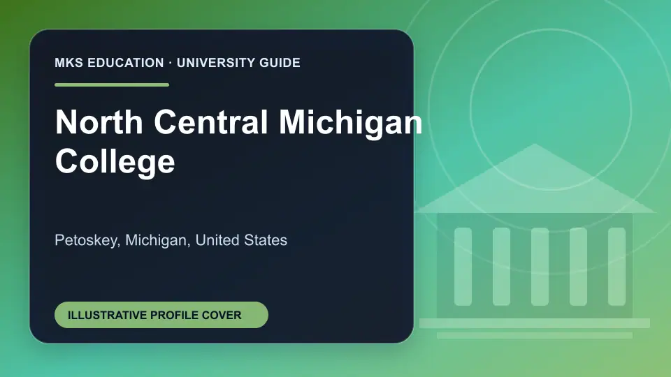 Illustrative MKS Education profile cover for North Central Michigan College in the USA
