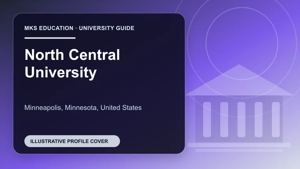 Illustrative MKS Education profile cover for North Central University in the USA