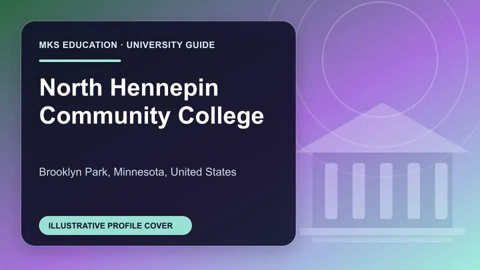 Illustrative MKS Education profile cover for North Hennepin Community College in the USA