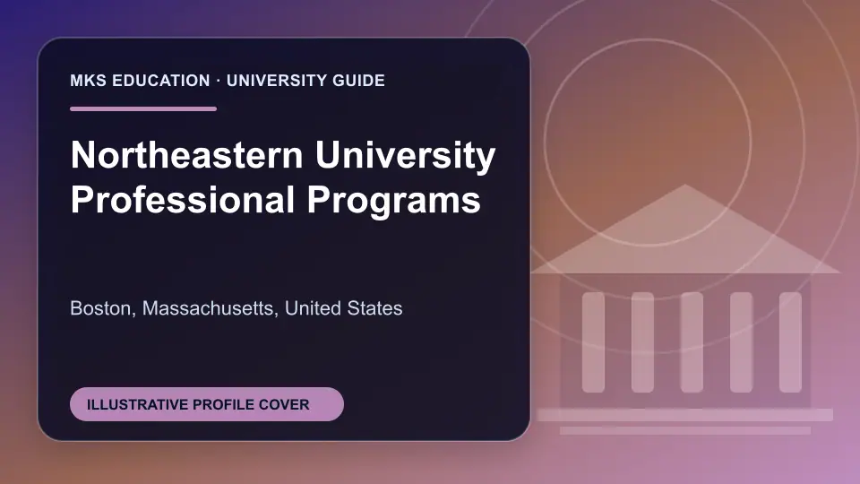 Illustrative MKS Education profile cover for Northeastern University Professional Programs in the USA