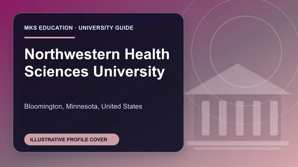 Illustrative MKS Education profile cover for Northwestern Health Sciences University in the USA