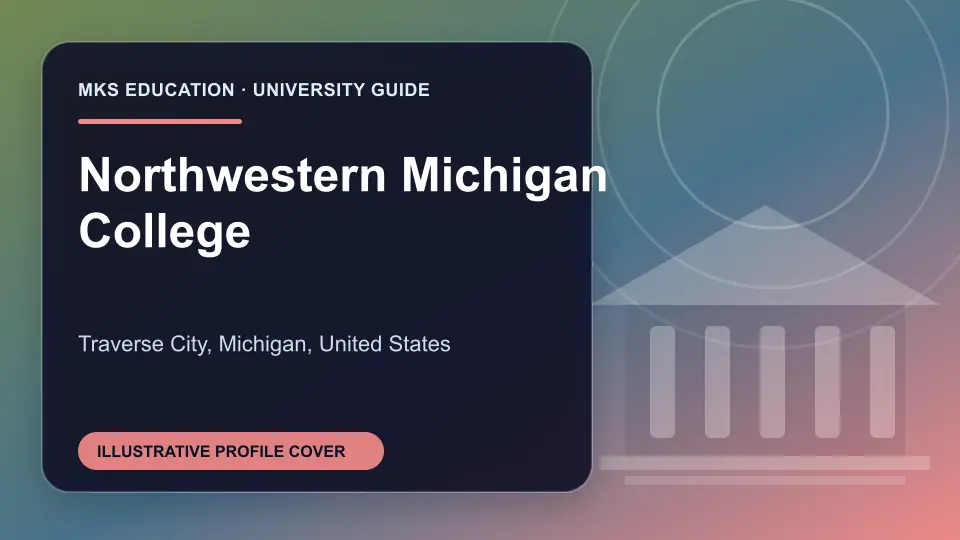 Illustrative MKS Education profile cover for Northwestern Michigan College in the USA