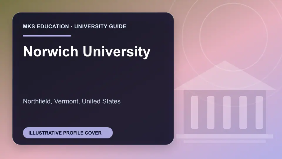 Illustrative MKS Education profile cover for Norwich University in the USA