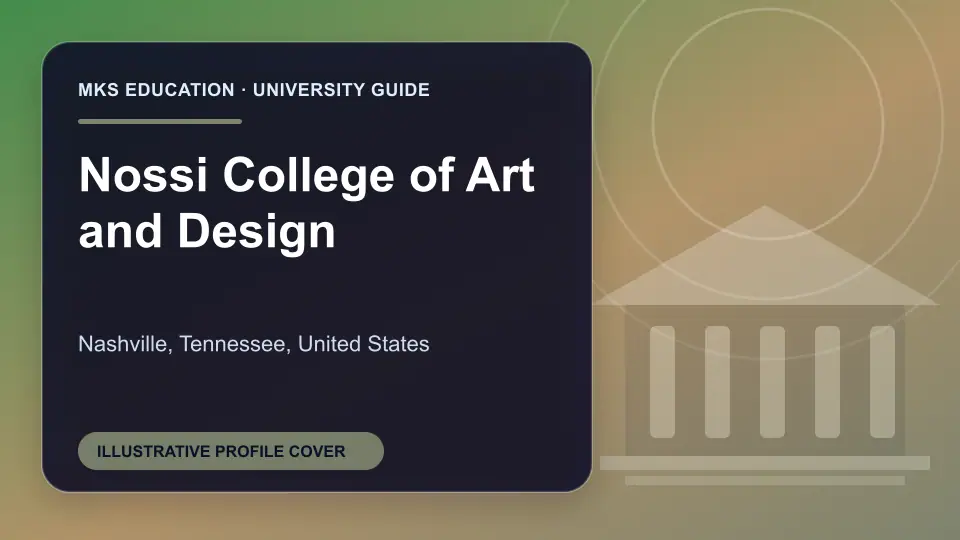 Illustrative MKS Education profile cover for Nossi College of Art and Design in the USA