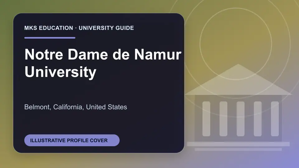 Illustrative MKS Education profile cover for Notre Dame de Namur University in the USA