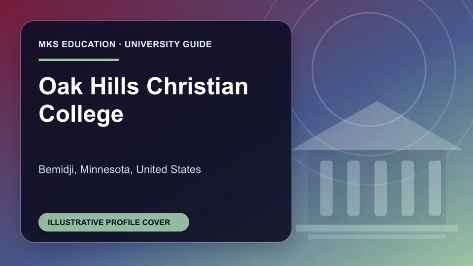 Illustrative MKS Education profile cover for Oak Hills Christian College in the USA