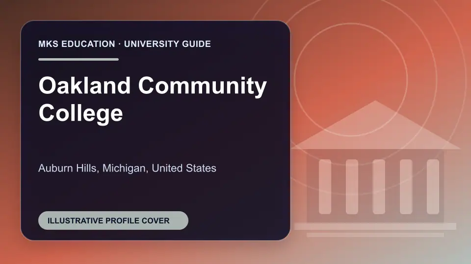 Illustrative MKS Education profile cover for Oakland Community College in the USA