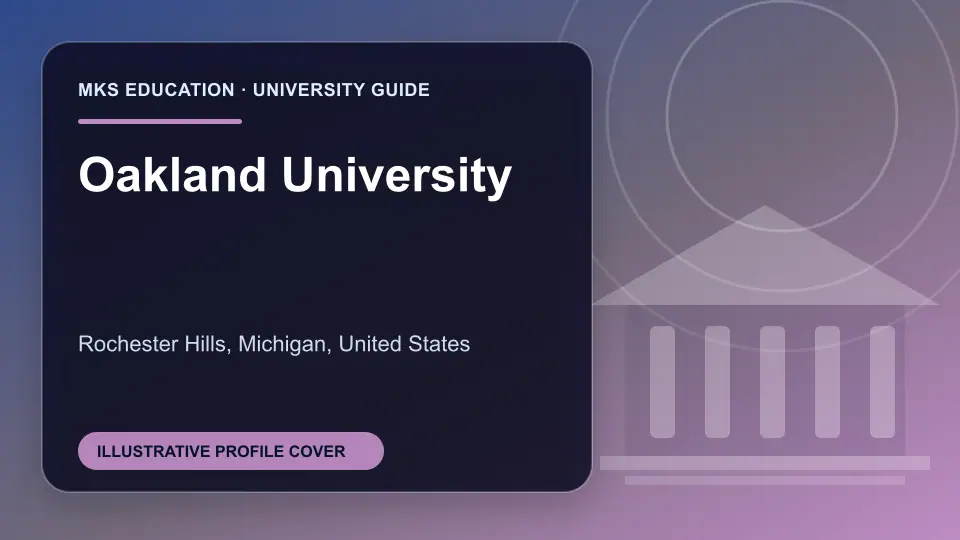 Illustrative MKS Education profile cover for Oakland University in the USA