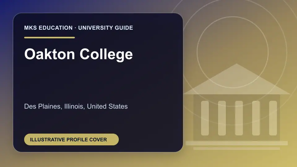 Illustrative MKS Education profile cover for Oakton College in the USA