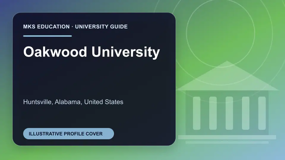 Illustrative MKS Education profile cover for Oakwood University in the USA