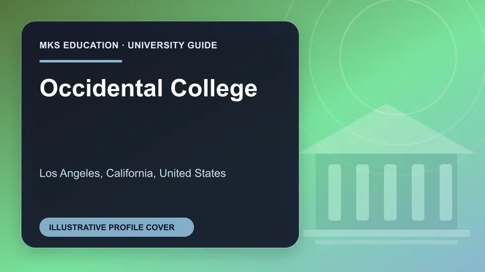 Illustrative MKS Education profile cover for Occidental College in the USA