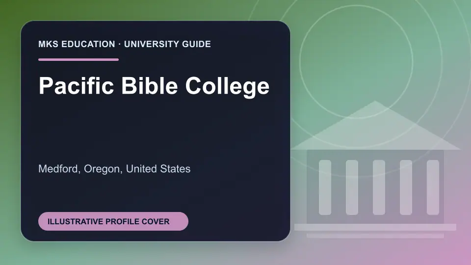 Illustrative MKS Education profile cover for Pacific Bible College in the USA