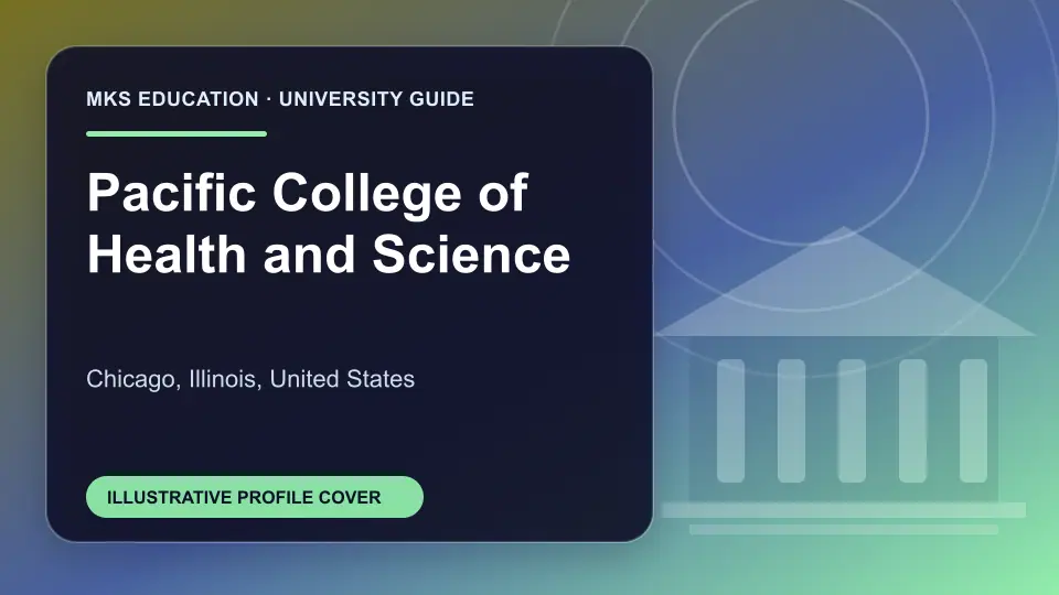 Illustrative MKS Education profile cover for Pacific College of Health and Science in the USA