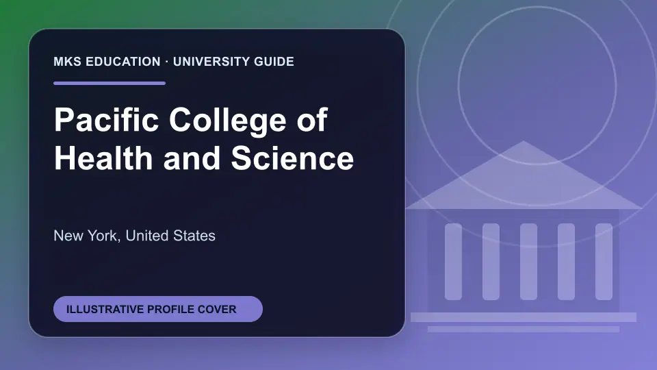 Illustrative MKS Education profile cover for Pacific College of Health and Science in the USA
