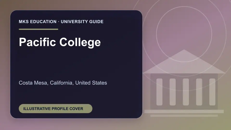 Illustrative MKS Education profile cover for Pacific College in the USA