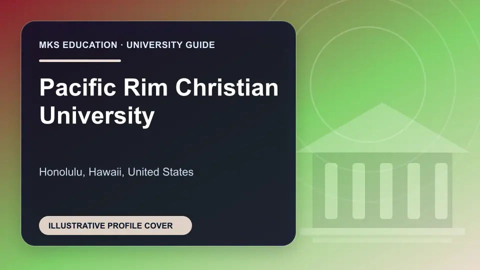 Illustrative MKS Education profile cover for Pacific Rim Christian University in the USA