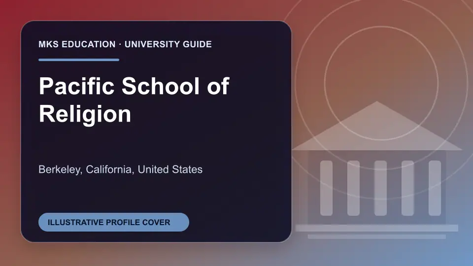 Illustrative MKS Education profile cover for Pacific School of Religion in the USA
