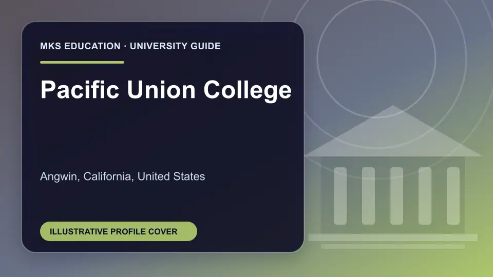 Illustrative MKS Education profile cover for Pacific Union College in the USA