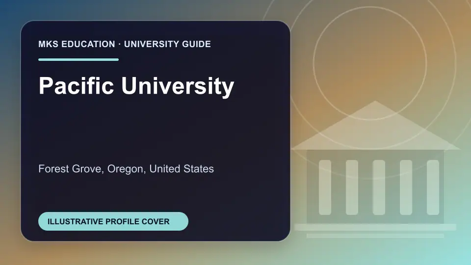 Illustrative MKS Education profile cover for Pacific University in the USA
