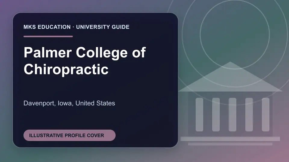Illustrative MKS Education profile cover for Palmer College of Chiropractic in the USA