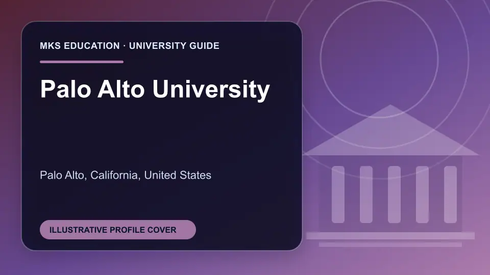 Illustrative MKS Education profile cover for Palo Alto University in the USA