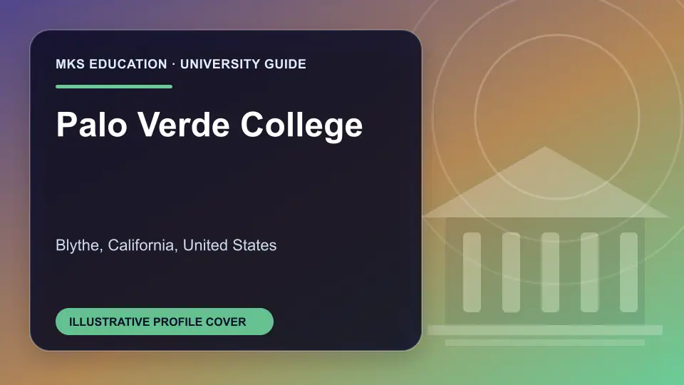 Illustrative MKS Education profile cover for Palo Verde College in the USA