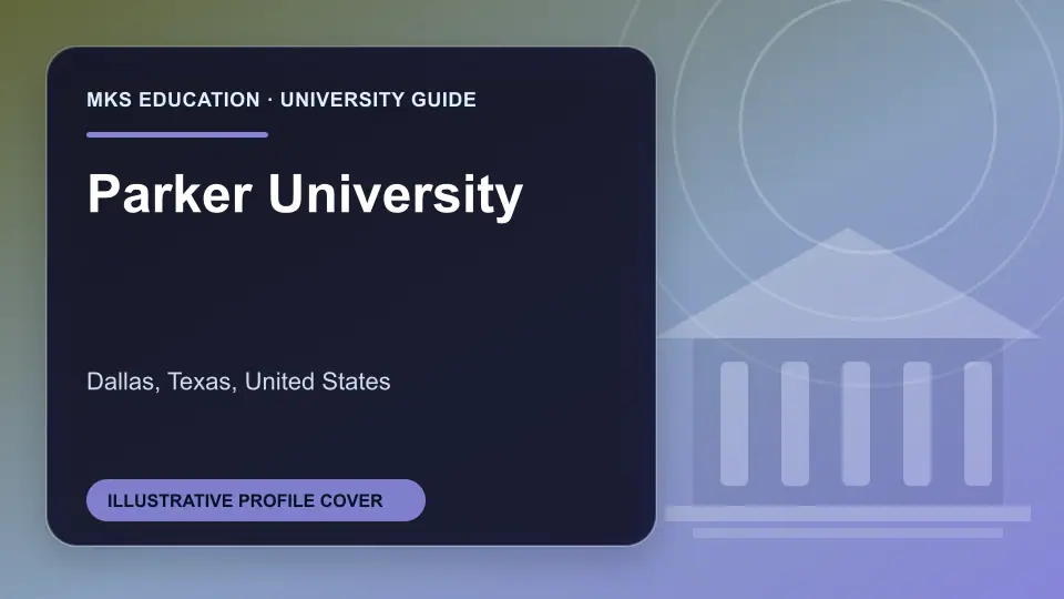 Illustrative MKS Education profile cover for Parker University in the USA