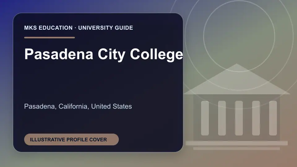 Illustrative MKS Education profile cover for Pasadena City College in the USA